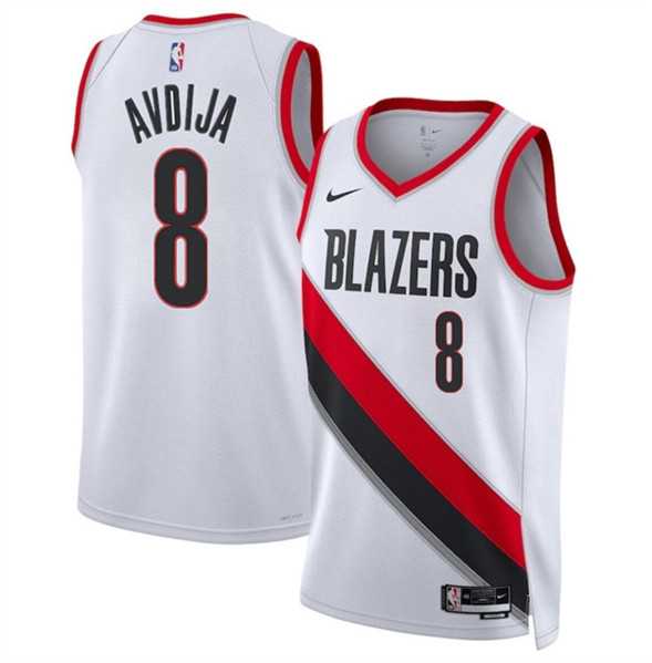 Mens Portland Trail Blazers #8 Deni Avdija White Association Edition Stitched Basketball Jersey Dzhi